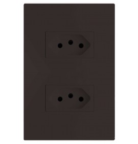 Conjunto Tomada Duplo 20a 4x2 - RECTA CHOCOLATE SATIN FOSCO